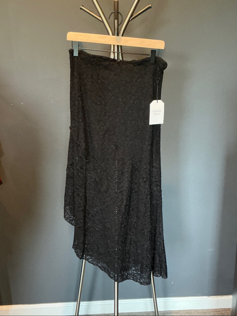 Asymmetric Black Lace Skirt